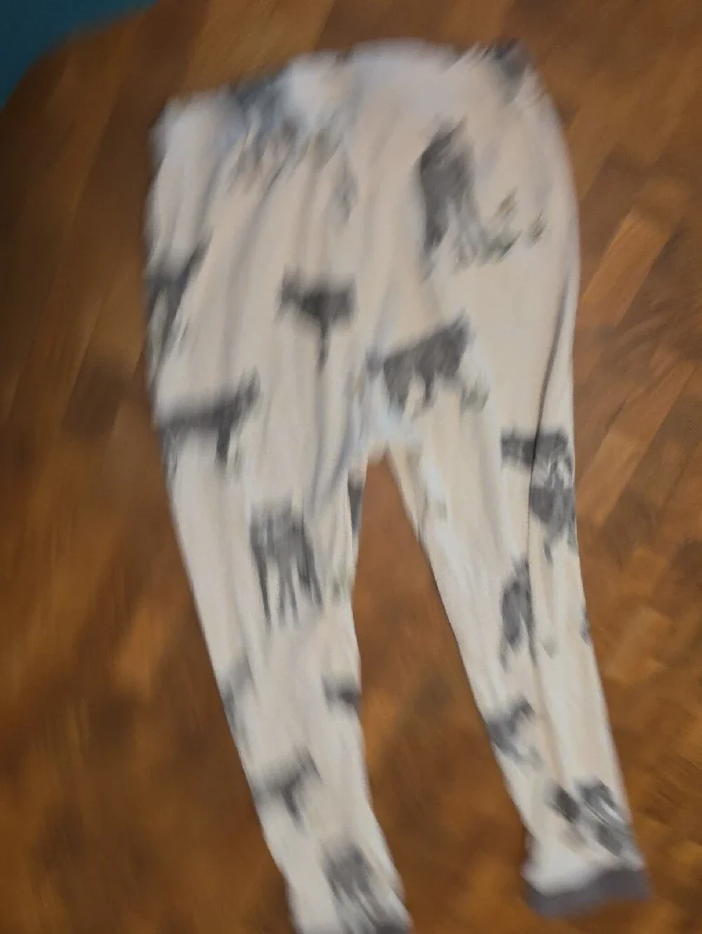 Cream Kids Pajama Pants with Gray Wolf Print Cuffs